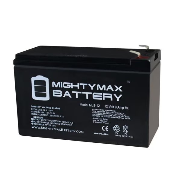 12V 9Ah SLA Battery Replacement for Power Patrol SLA1079, Mighty Max Battery, Mfr#: ML9-12241294